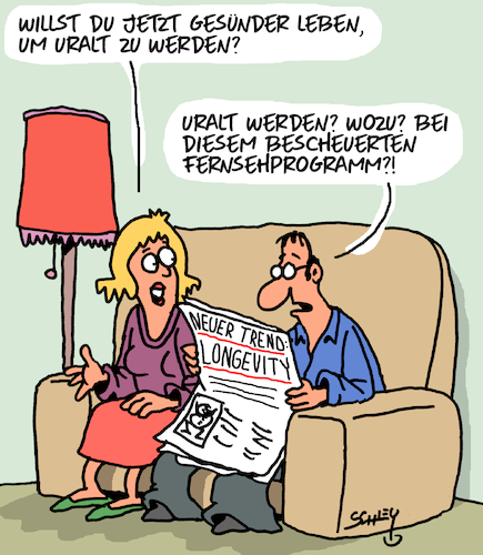 Cartoon: Longevity-Trend (medium) by Karsten Schley tagged trends,mode,medien,longevity,gesundheit,lebenszeit,geld,reichtum,ernährung,sport,gesellschaft,trends,mode,medien,longevity,gesundheit,lebenszeit,geld,reichtum,ernährung,sport,gesellschaft