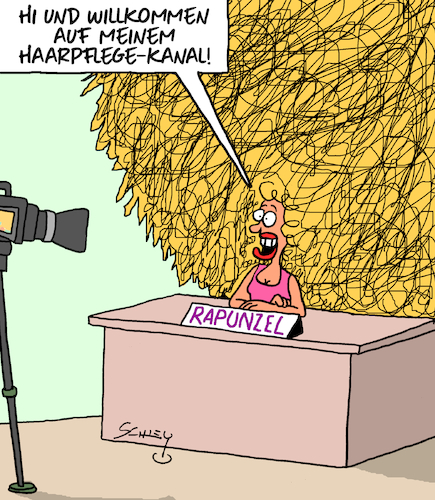 Cartoon: Märchen (medium) by Karsten Schley tagged internet,influencer,tiktok,instagram,märchen,rapunzel,computer,kultur,medien,literatur,beauty,gesellschaft,internet,influencer,tiktok,instagram,märchen,rapunzel,computer,kultur,medien,literatur,beauty,gesellschaft