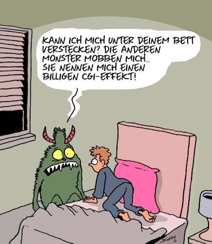 Cartoon: Mobbing ist grausam! (medium) by Karsten Schley tagged mobbing,monster,kinder,horror,comics,filme,literatur,medien,kultur,gesellschaft,mobbing,monster,kinder,horror,comics,filme,literatur,medien,kultur,gesellschaft