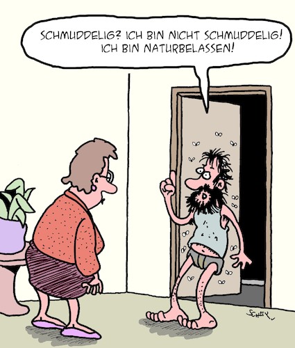 Cartoon: Naturbelassen (medium) by Karsten Schley tagged männer,hygiene,natur,natürlichkeit,körperpflege,beziehungen,frauen,familie,gesellschaft,männer,hygiene,natur,natürlichkeit,körperpflege,beziehungen,frauen,familie,gesellschaft