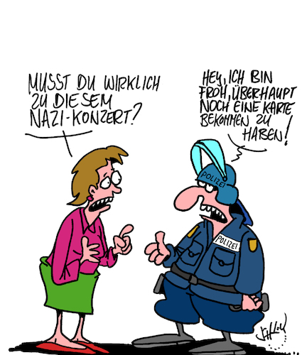 Cartoon: Nazi-Konzert (medium) by Karsten Schley tagged nazis,deutschland,polizei,politik,demokratie,extremismus,gesellschaft,europa,nazis,deutschland,polizei,politik,demokratie,extremismus,gesellschaft,europa