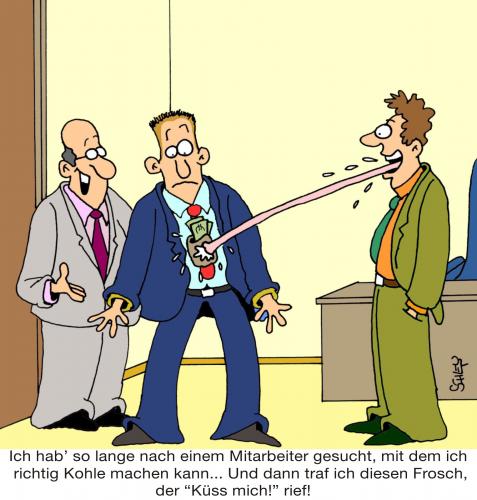 Cartoon: Neuer Mitarbeiter (medium) by Karsten Schley tagged business,arbeitnehmer,geld,markt,wirtschaft