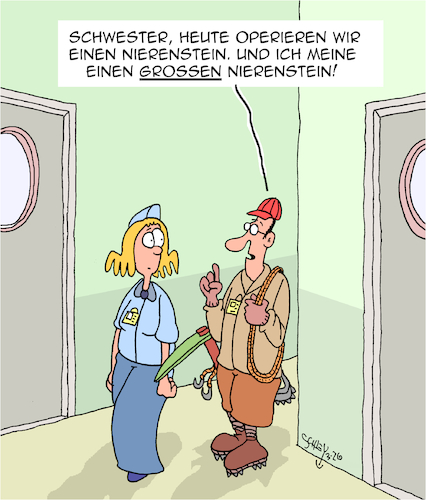 Cartoon: Operation (medium) by Karsten Schley tagged gesundheit,krankenhäuser,ärzte,patienten,operationen,nierensteine,krankenschwestern,gesundheit,krankenhäuser,ärzte,patienten,operationen,nierensteine,krankenschwestern