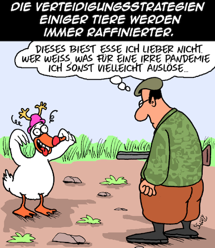 Cartoon: Pandemie!! (medium) by Karsten Schley tagged natur,tiere,pandemie,ernährung,menschheit,verteidigung,gesundheit,impfungen,politik,gesellschaft,natur,tiere,pandemie,ernährung,menschheit,verteidigung,gesundheit,impfungen,politik,gesellschaft