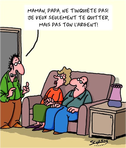 Cartoon: Pas peur! (medium) by Karsten Schley tagged familles,enfants,argent,pension,parents,familles,enfants,argent,pension,parents