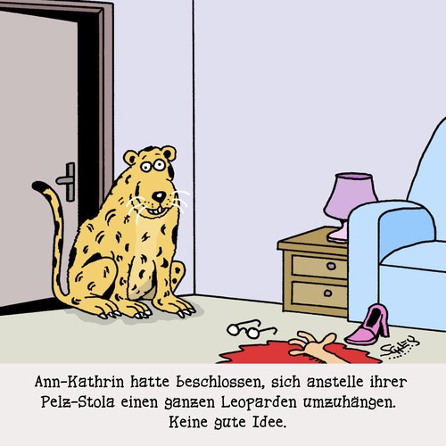 Cartoon: Pelzträger (medium) by Karsten Schley tagged tierschutz,umweltschutz,mode,frauen,pelt,tiere,umwelt,natur,leoparden,tierschutz,umweltschutz,mode,frauen,pelt,tiere,umwelt,natur,leoparden