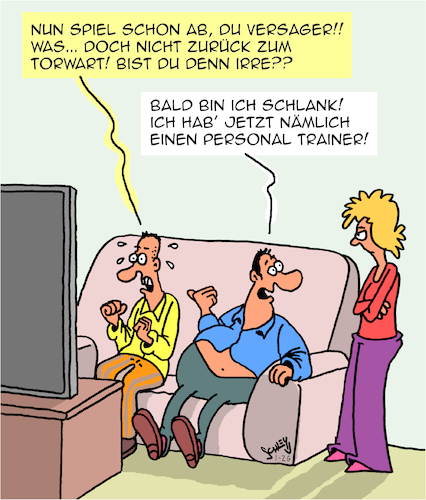 Cartoon: Personal Trainer (medium) by Karsten Schley tagged sport,fitness,training,trainer,übergewicht,abnehmen,gesundheit,gesellschaft,sport,fitness,training,trainer,übergewicht,abnehmen,gesundheit,gesellschaft