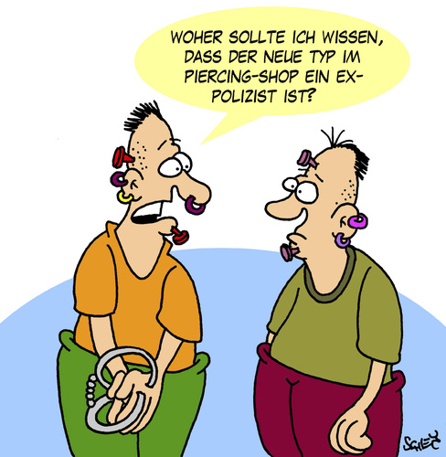 Cartoon: Piercing (medium) by Karsten Schley tagged piercings,mode,jugend,piercings,mode,jugend,körperschmuck,schmuck,körper,lifestyle,beauty