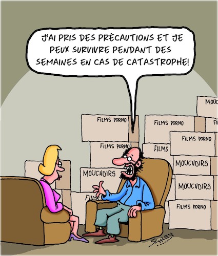 Cartoon: Precautions (medium) by Karsten Schley tagged precautions,catastrophes,guerre,environnement,films,politique,precautions,catastrophes,guerre,environnement,films,politique
