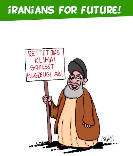 Cartoon: Rettet das Klima!! (medium) by Karsten Schley tagged iran,religion,flugzeugabschuss,politik,krieg,umwelt,klima,iran,religion,flugzeugabschuss,politik,krieg,umwelt,klima