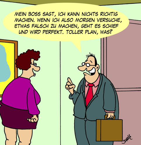 Cartoon: Richtig und falsch (medium) by Karsten Schley tagged business,wirtschaft,jobs,arbeitnehmer,arbeitgeber,arbeit,arbeit,arbeitgeber,arbeitnehmer,jobs,wirtschaft,business
