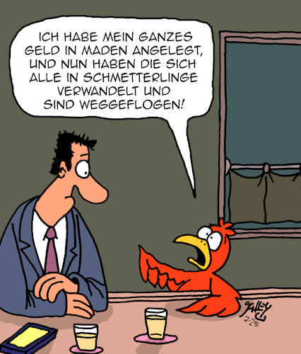 Cartoon: Schlechte Geldanlage (medium) by Karsten Schley tagged anleger,wirtschaft,investments,geld,gewinne,verluste,spekulation,kneipen,bars,pubs,tiere,maden,vögel,schmetterlinge,natur,anleger,wirtschaft,investments,geld,gewinne,verluste,spekulation,kneipen,bars,pubs,tiere,maden,vögel,schmetterlinge,natur