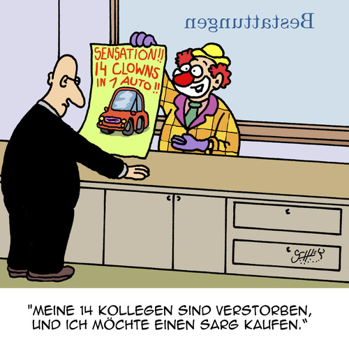 Cartoon: SENSATIONELL!!! (medium) by Karsten Schley tagged clowns,jobs,circus,arbeit,akrobatik,kunst,künstler,kunststücke,sensationen,showbusiness,bestattungen,bestattungsunternehmer,tod,clowns,jobs,circus,arbeit,akrobatik,kunst,künstler,kunststücke,sensationen,showbusiness,bestattungen,bestattungsunternehmer,tod