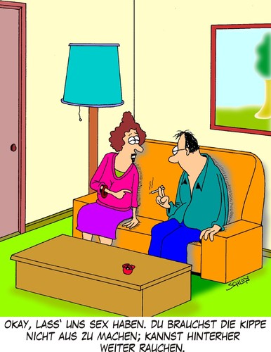 Cartoon: Sex (medium) by Karsten Schley tagged mann,frau,männer,frauen,beziehung,ehe,rauchen,gesundheit,gesellschaft,mann,frau,männer,beziehung,rauchen,sex,gesellschaft,gesundheit,partnerschaft,sucht