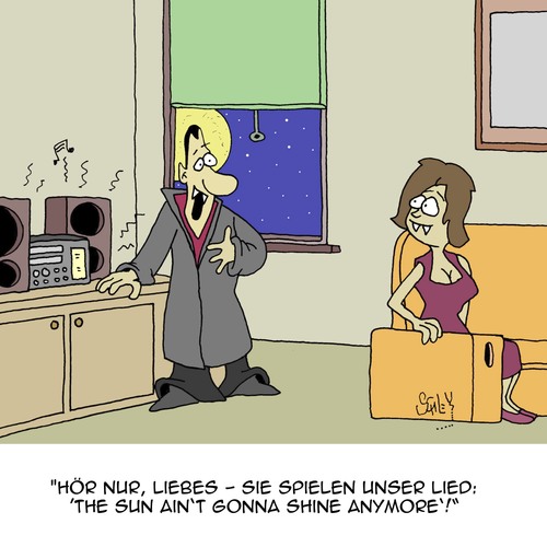 Cartoon: Sie spielen unser Lied! (medium) by Karsten Schley tagged liebe,beziehungen,ehe,männer,frauen,musik,horror,vampire,liebe,beziehungen,ehe,männer,frauen,musik,horror,vampire