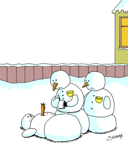 Cartoon: Snow Crime (medium) by Karsten Schley tagged winter,crime,murder,law,nature