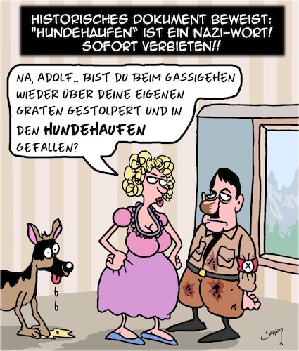 Cartoon: SOFORT VERBIETEN!! (medium) by Karsten Schley tagged sprache,worte,wortursprünge,nazizeit,geschichte,cancel,culture,faschismus,verbote,gesellschaft,kultur,deutschland,sprache,worte,wortursprünge,nazizeit,geschichte,cancel,culture,faschismus,verbote,gesellschaft,kultur,deutschland