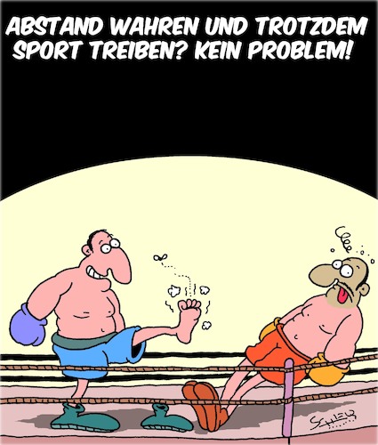 Cartoon: Sport und Abstand (medium) by Karsten Schley tagged covid19,sport,abstand,gesundheit,politik,gesellschaft,covid19,sport,abstand,gesundheit,politik,gesellschaft