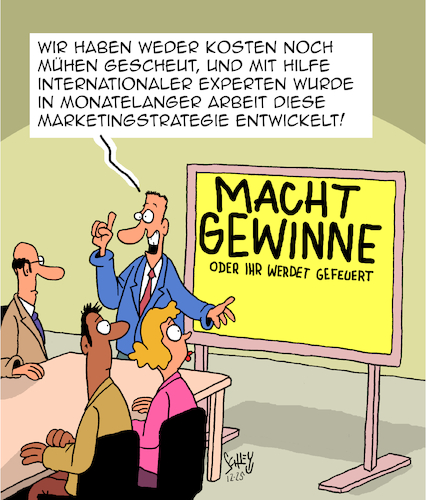 Cartoon: Super Strategie! (medium) by Karsten Schley tagged wirtschaft,marketing,business,sales,gewinne,umsatz,strategien,experten,arbeitgeber,arbeitnehmer,gesellschaft,wirtschaft,marketing,business,sales,gewinne,umsatz,strategien,experten,arbeitgeber,arbeitnehmer,gesellschaft