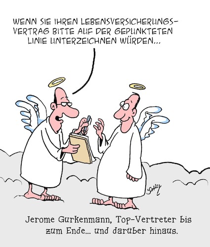 Cartoon: Top-Vertreter (medium) by Karsten Schley tagged vetreter,business,verkaufen,versicherungen,wirtschaft,lebensversicherungen,jenseits,leben,tod,religion,vetreter,business,verkaufen,versicherungen,wirtschaft,lebensversicherungen,jenseits,leben,tod,religion