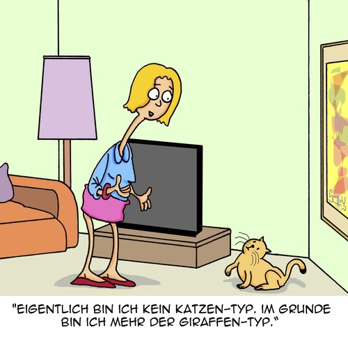 Cartoon: Typ (medium) by Karsten Schley tagged frauen,vorlieben,gesellschaft,soziales,tiere,haustiere,katzen,frauen,vorlieben,gesellschaft,soziales,tiere,haustiere,katzen