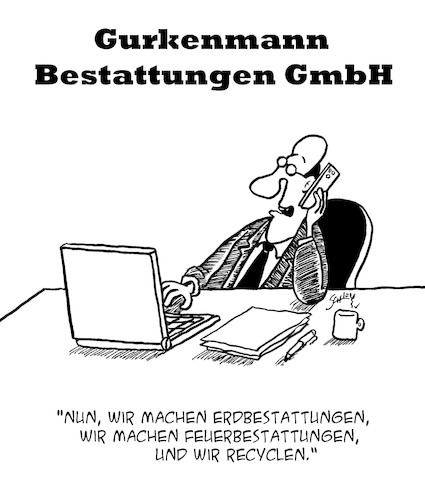 Cartoon: Umweltbewusstsein (medium) by Karsten Schley tagged umweltschutz,recycling,business,wirtschaft,bestattungen,leben,tod,kundenservice,politik,gesellschaft,umweltschutz,recycling,business,wirtschaft,bestattungen,leben,tod,kundenservice,politik,gesellschaft