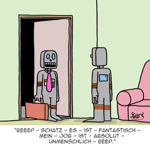 Cartoon: Unmenschlich (medium) by Karsten Schley tagged technik,arbeit,roboter,menschlichkeit,jobs,arbeitgeber,arbeitnehmer,beziehungen,liebe,wirtschaft,business,technik,arbeit,roboter,menschlichkeit,jobs,arbeitgeber,arbeitnehmer,beziehungen,liebe,wirtschaft,business