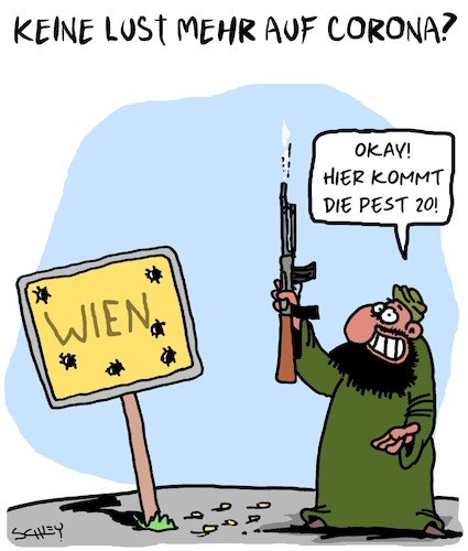 Cartoon: Wien (medium) by Karsten Schley tagged terrorismus,is,daech,religion,islamismus,politik,einwanderung,moslems,islam,kriminalität,demokratie,österreich,europa,terrorismus,is,daech,religion,islamismus,politik,einwanderung,moslems,islam,kriminalität,demokratie,österreich,europa