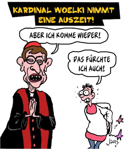 Cartoon: Woelki Auszeit (medium) by Karsten Schley tagged religion,woelki,katholizismus,kirche,papst,kindesmissbrauch,kriminalität,pädophilie,vatikan,gesellschaft,religion,woelki,katholizismus,kirche,papst,kindesmissbrauch,kriminalität,pädophilie,vatikan,gesellschaft