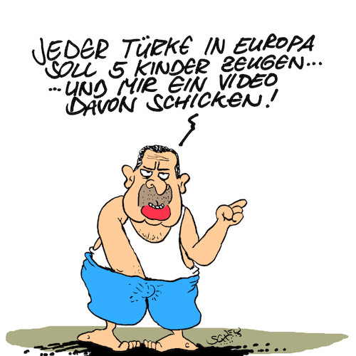 Cartoon: Zeugen (medium) by Karsten Schley tagged türkei,türken,europa,erdogan,kinder,familien,fortpflanzung,demokratie,politik,türkei,türken,europa,erdogan,kinder,familien,fortpflanzung,demokratie,politik