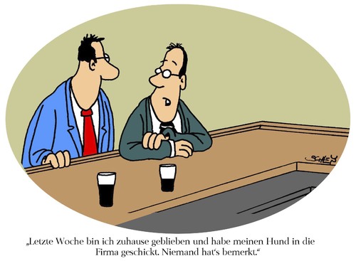 Cartoon: Zuhause (medium) by Karsten Schley tagged arbeit,arbeitgeber,arbeitnehmer,wirtschaft,business,jobs,hunde,arbeit,arbeitgeber,arbeitnehmer,wirtschaft,business,jobs,hunde