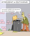 Cartoon: Altersarmut (small) by Karsten Schley tagged geld,einkommen,rente,alter,armut,altersarmut,ernährung,gesundheit,tiere,katzen