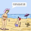 Cartoon: Am Strand (small) by Karsten Schley tagged urlaub,ferien,reisen,tourismus,touristen,strand,badeurlaub,meer,eltern,kinder