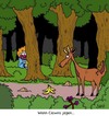 Cartoon: Auf der Jagd (small) by Karsten Schley tagged natur,tiere,wald,ernährung,jagd,jagen,jäger,rotwild,wildtiere,wild,tradition,clown
