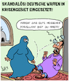 Cartoon: Deutsche Waffen (small) by Karsten Schley tagged waffenexporte,krisengebiete,saudiarabien,jemen,wirtschaft,krieg,profite,kapitalismus,politik,deutschland,europa