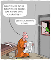Cartoon: Elektrisch (small) by Karsten Schley tagged elektroenergie,verkehr,forschung,klima,umwelt,justiz,gesetze,strafgefangene,gefängnisse,todesstrafe