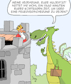 Cartoon: Feuerversicherung (small) by Karsten Schley tagged märchen,mythen,fantasy,legenden,drachen,könige,versicherungen,vertreter,feuerversicherungen,wirtschaft,business,unterhaltung,literatur,comics,filme,gesellschaft