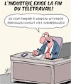 Cartoon: Fin du Teletravail! (small) by Karsten Schley tagged corona,teletravail,entreprises,industries,employeurs,employes,management