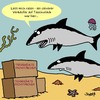 Cartoon: Fisch (small) by Karsten Schley tagged natur tiere ozeane meer haie verkaufen verkäufer wirtschaft umsatz ernährung urlaub tauchen