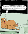 Cartoon: Katzen-Cartoon (small) by Karsten Schley tagged katzen,übergewicht,ernährung,tierversuche,wissenschaft,forschung,business,industrie,süssigkeiten