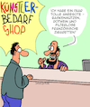 Cartoon: Künstlerbedarf (small) by Karsten Schley tagged kunst,künstler,künstlerbedarf,klischees,verkauf,shops,angebot,wirtschaft,medien,business