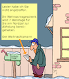 Cartoon: Kundenservice (small) by Karsten Schley tagged weihnachtsmann,weihnachten,geschenke,paketzustellung,kundenservice,benachrichtigung,religion,christentum,feiertage,gesellschaft