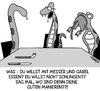 Cartoon: Manieren (small) by Karsten Schley tagged essen ernährung benehmen manieren kultur deutschland gesellschaft natur tiere