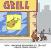 Cartoon: Mut (small) by Karsten Schley tagged frauen,frauenrechte,femen,gastronomie,mut,gesellschaft,business,tiere,hühner
