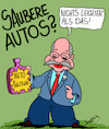 Cartoon: Sauber! (small) by Karsten Schley tagged autoskandal,wirtschaftsverbrechen,kartelle,mafia,kriminalität,industrie,politik,begünstigung,bananenrepublik,demokratie,kapitalismus,gesellschaft,deutschland,europa