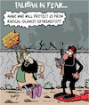 Cartoon: Taliban in Fear (small) by Karsten Schley tagged taliban,is,muslims,islamists,terrorism,religion,afghanistan,politics