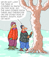 Cartoon: That makes sense! (small) by Karsten Schley tagged winter,snow,weather,orientation,logic,women,men,nature,society