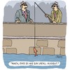 Cartoon: UNFALL! (small) by Karsten Schley tagged mafia,gangster,kriminalität,ernährung,essen,fischen,angeln,angler,wasser,tiere,verbrechen