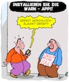 Cartoon: Warn-App installieren!! (small) by Karsten Schley tagged warnapp,technik,smartphones,coronavirus,gesundheit,verschwörungstheoretiker,bildung,fake,news,politik,gesellschaft