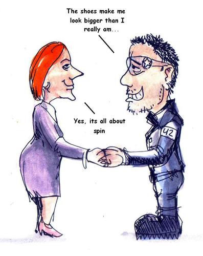 Cartoon: Bono meets the PM (medium) by urbanmonk tagged people,famous,politics